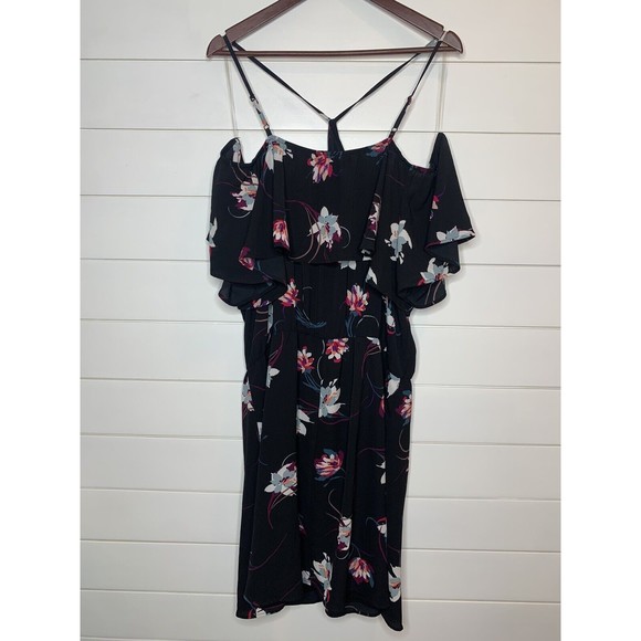 Maurices 2 Dress 2X XXL Black Floral Off The Shoulder Knee Length Lined A-Line - Picture 8 of 10